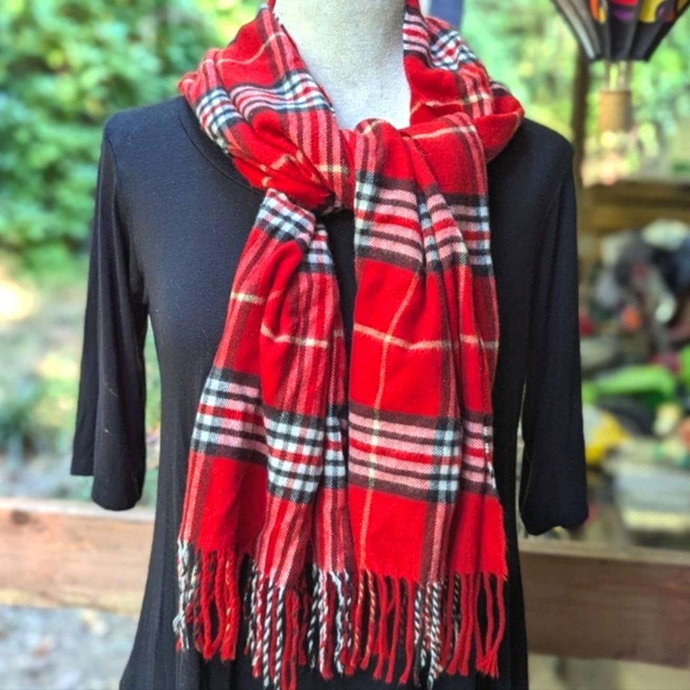 Cashmink Red Plaid Scarf V. Frass